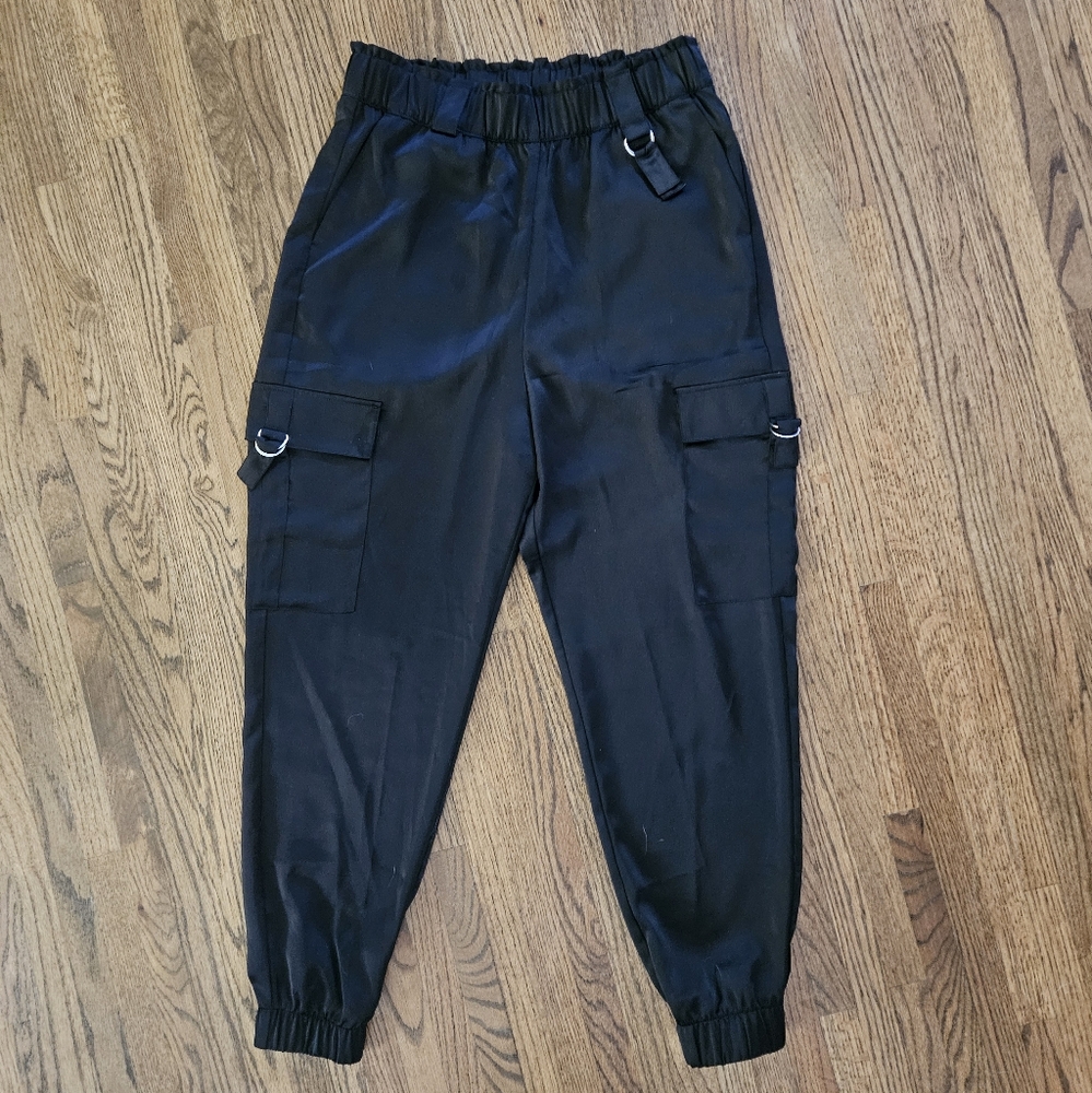 Satin cargo utility jogger